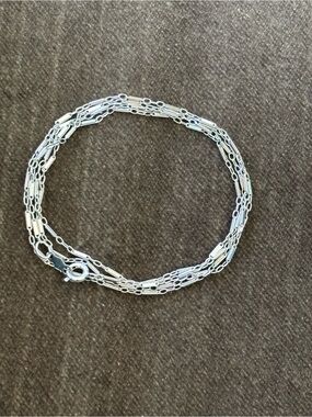 .925 Sterling Silver Dainty Paperclip Link Chain Necklace Fine Jewelry Vtg 1960s